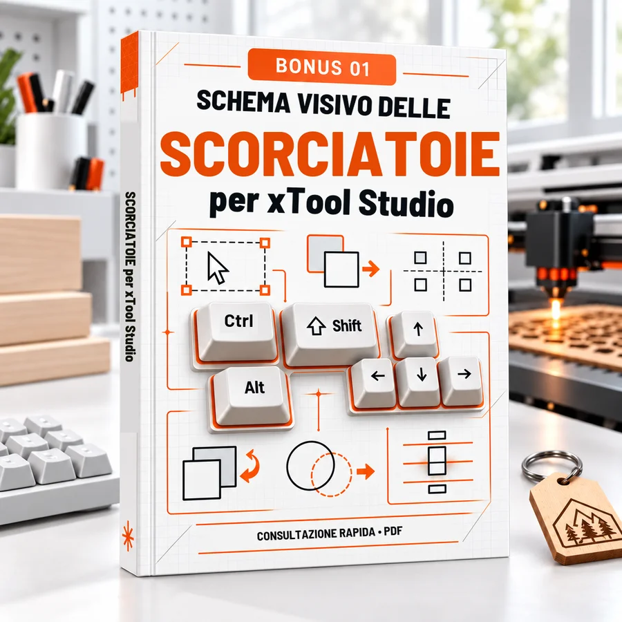 Bonus 1: Schema visivo delle scorciatoie da tastiera di xTool Studio